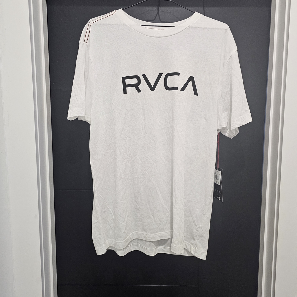 RVCA White Short Sleeve Tee with Logo